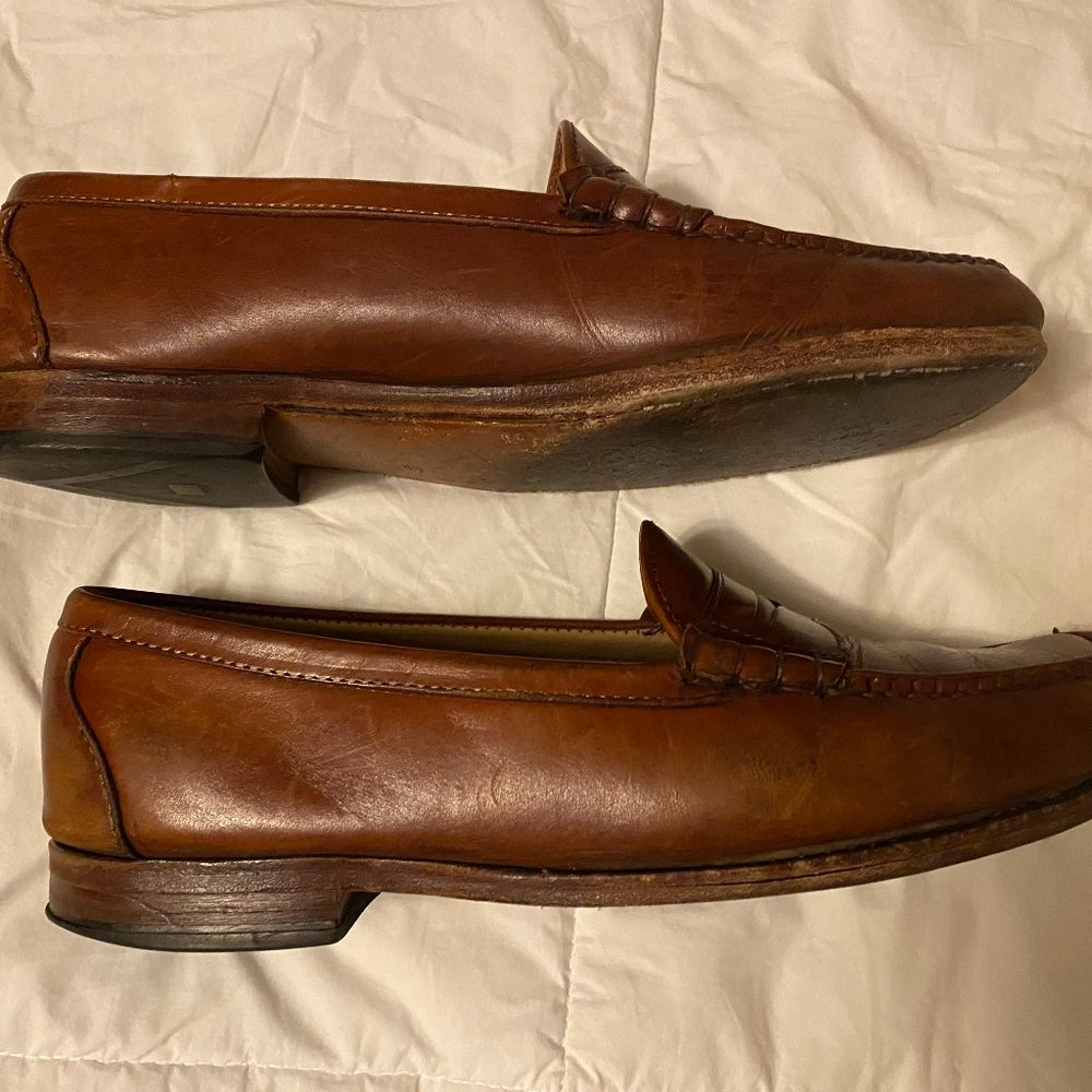EX COND Allen Edmonds Rockland Penny Loafer Burgandy/Brown size 13E Wide